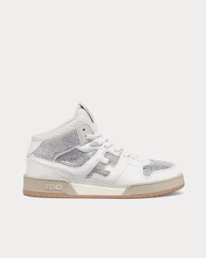 Match Leather & Rhinestones White High Top Sneakers