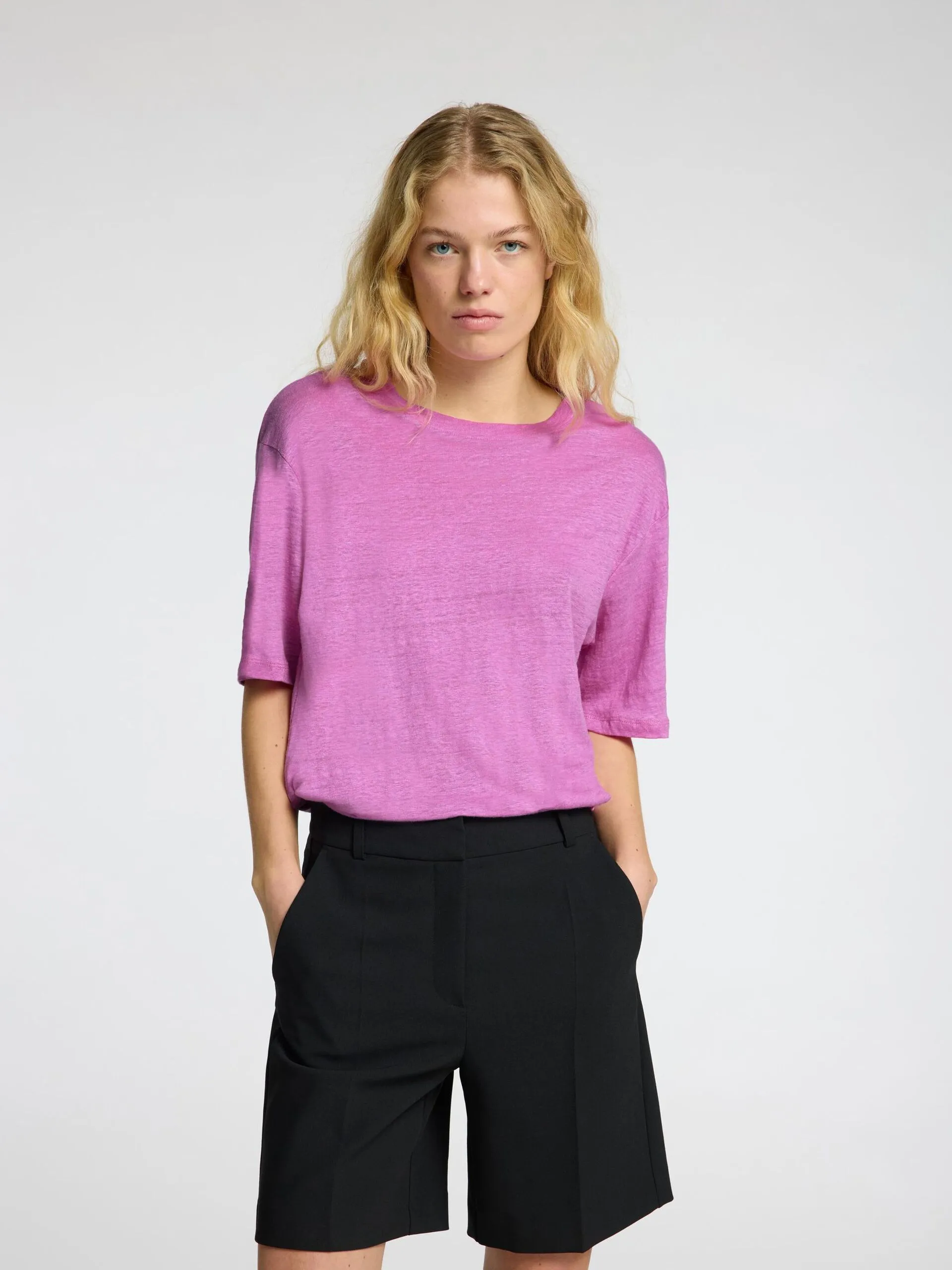 Selected Femme Vilja pure linen s/s Tee First Bloom