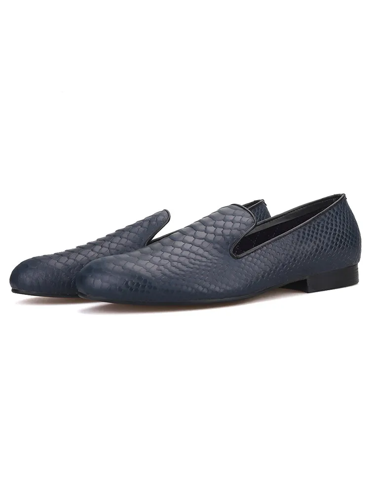 Summer new style genuine leather crocodile pattern embossed men's loafers, handmade British style gentleman's casual smoking shoes, trendy single shoes