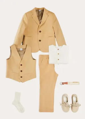 The Beige Linen 3 Piece Suit Boy Look