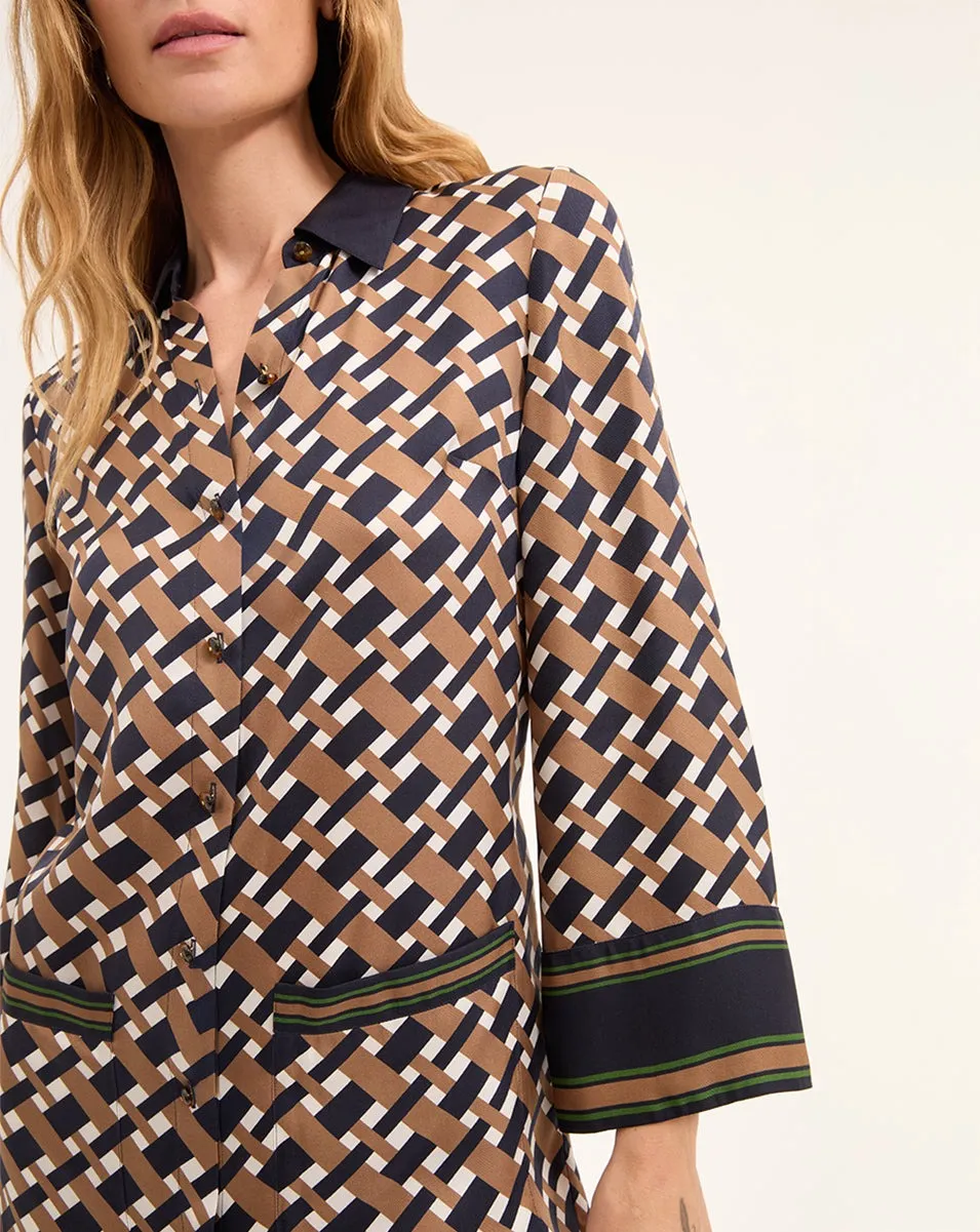 Veronica Beard Sumatra Dress in Navy/Acorn
