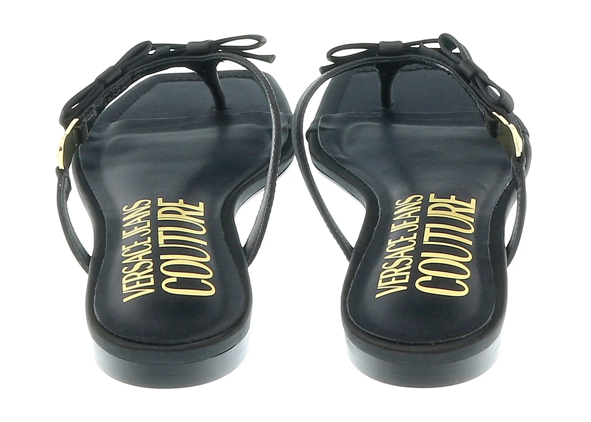 Versace Jeans Couture Black Bow Fashion Flip Flop Sandals-