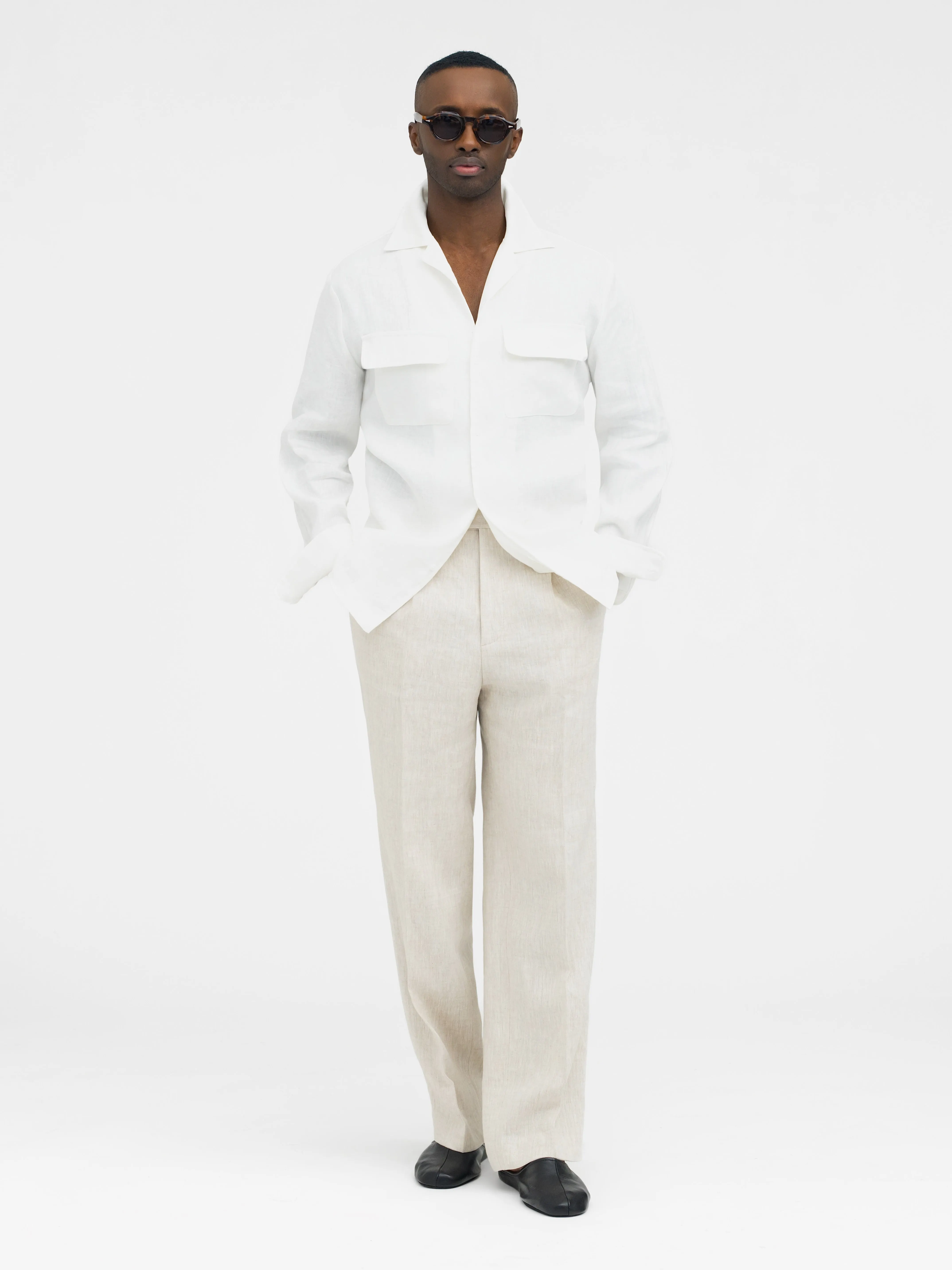 White Linen Camp Shirt
