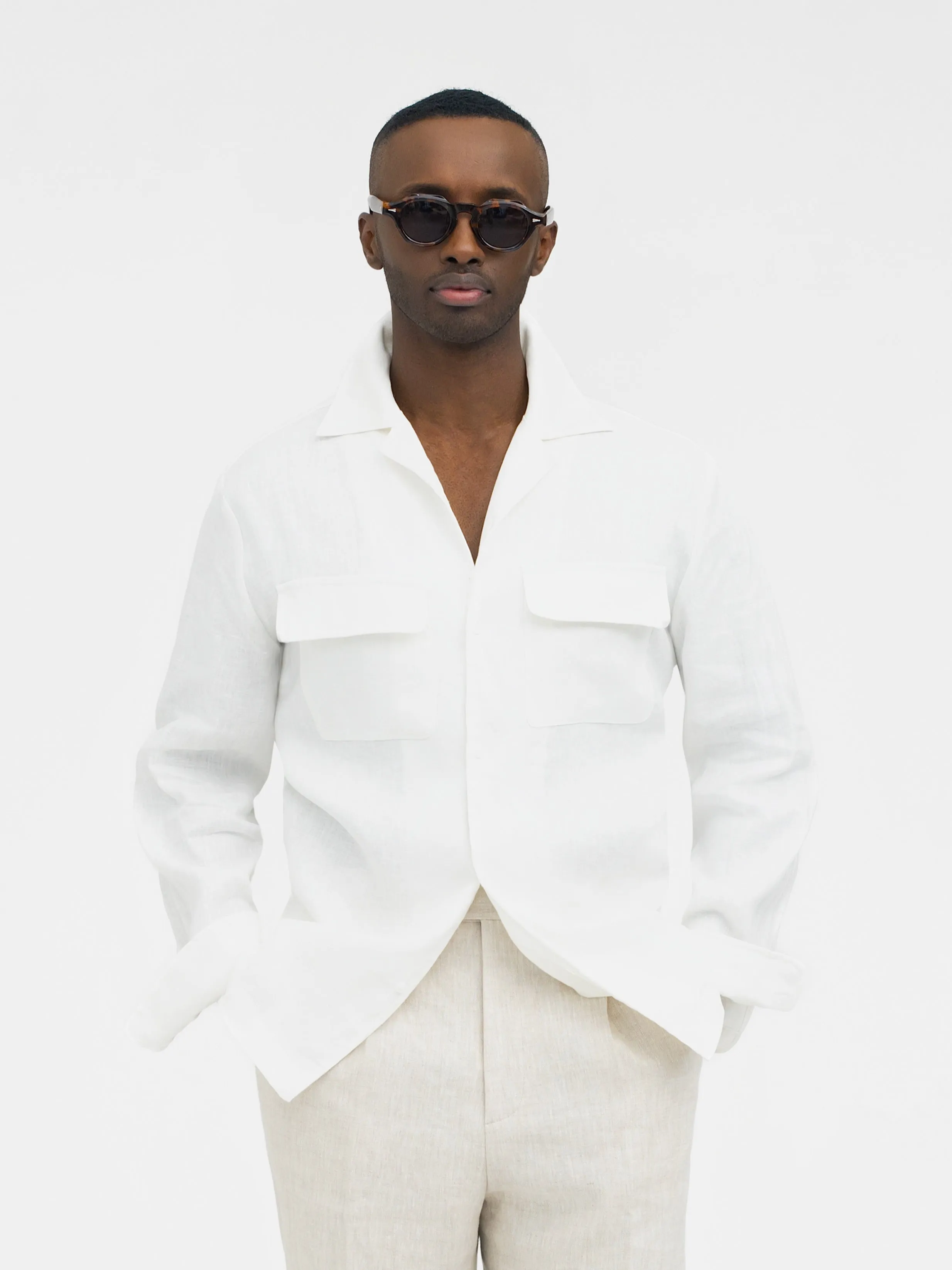White Linen Camp Shirt